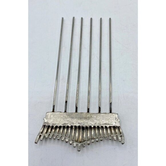 Vintage Crown Shape Hair Pin Pick Comb Glam Regency Collectible Silver Tone Updo - Picture 6 of 12